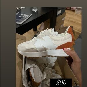 On Running Cream and Orange Sneakers with Chunky Sole and Smooth Upper